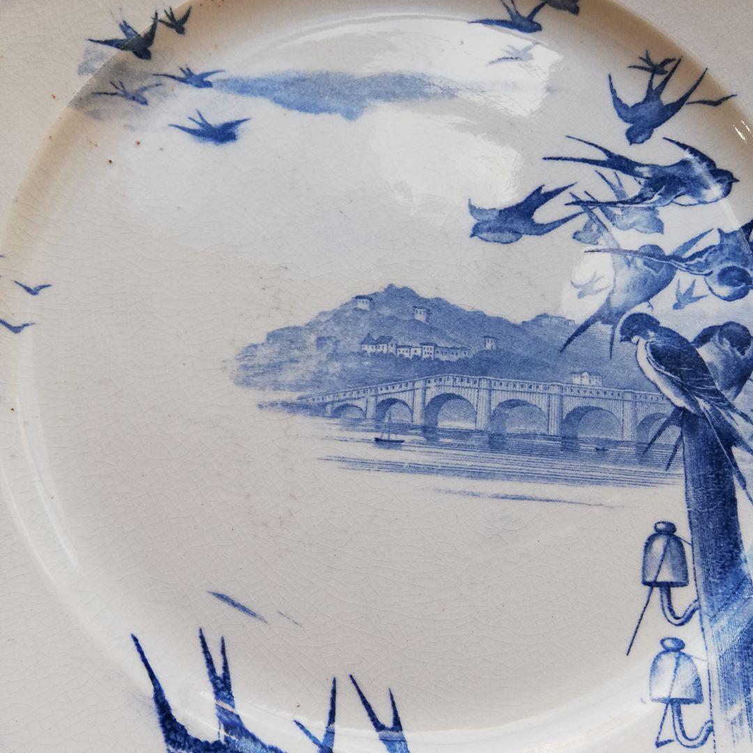 フランス アンティーク　ツバメ　鳥　プレート　平皿