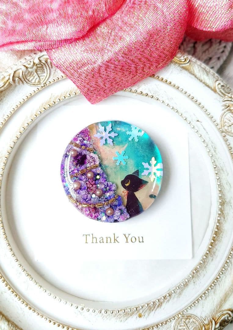 レジン　猫　ヘアゴム　ブローチ　ポニーフック　No.369