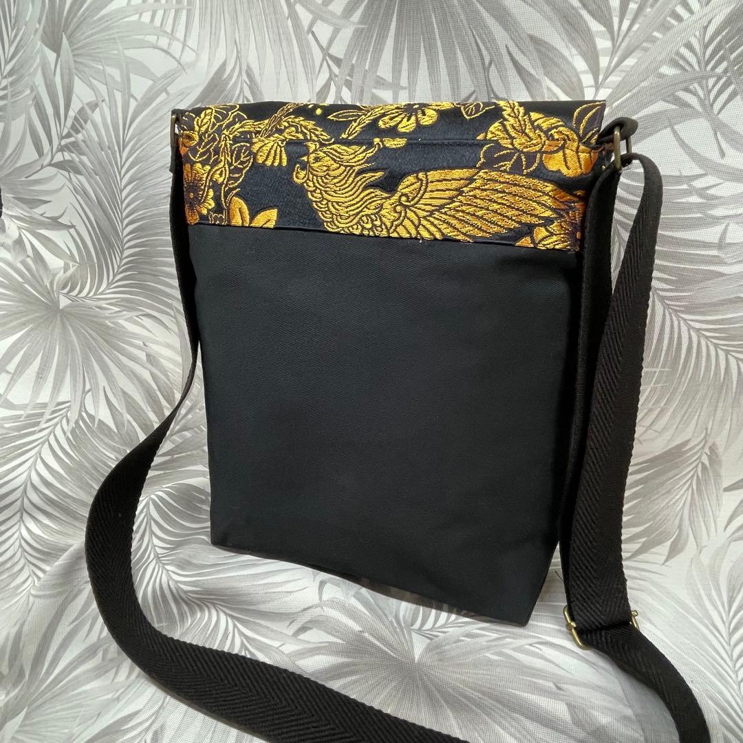 Lsize wide豪華3種の金襴　鳳凰　メッセンジャーバック　底板付