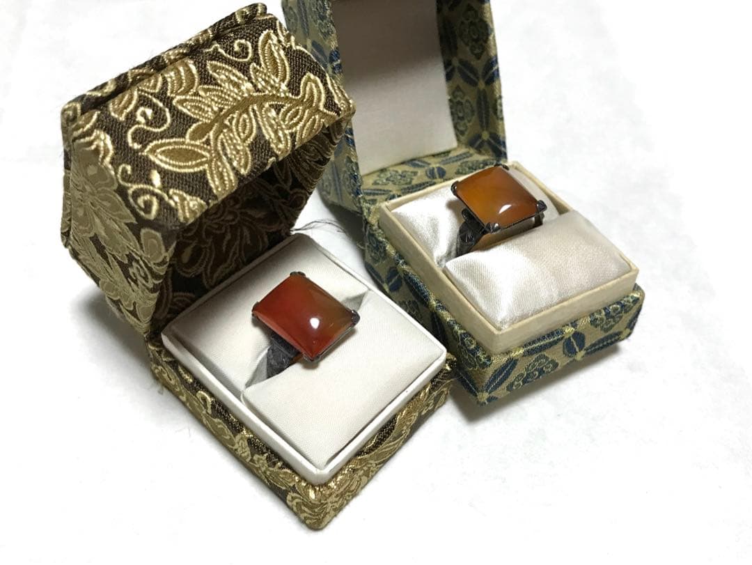 天然石　赤メノウ　指輪　2本セット