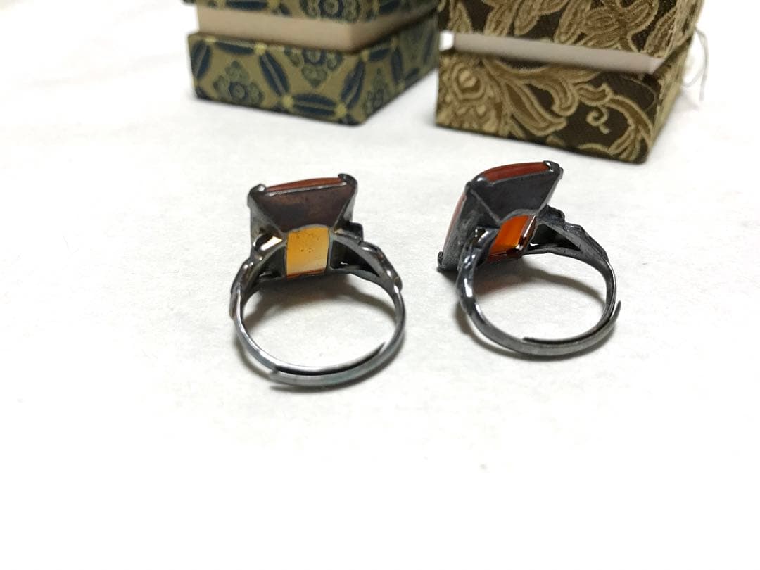 天然石　赤メノウ　指輪　2本セット
