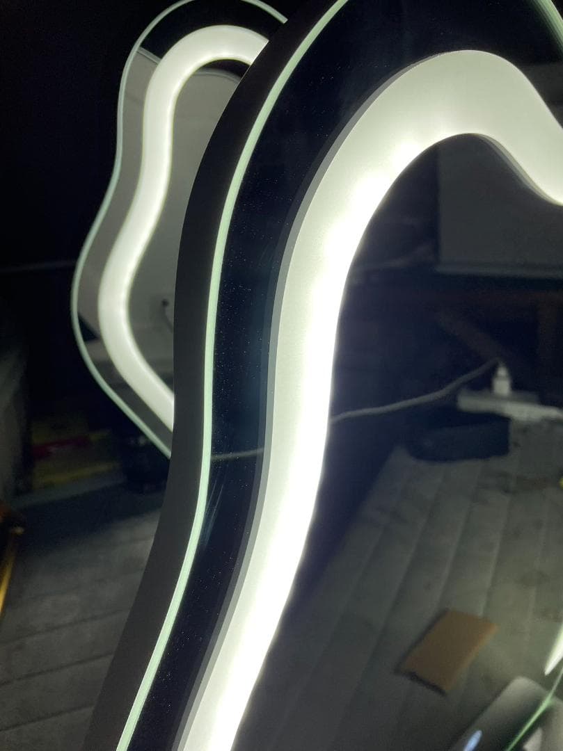 ホワイトドレッサー鏡台 LEDミラー付き訳あり品写真をご確認J212-80-01