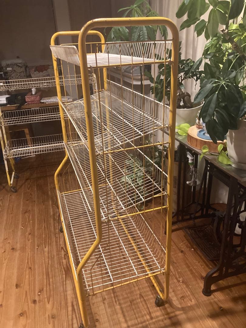 昭和レトロ　ワイヤーラック4段仕様　店舗什器　ガーデニング　シャビーラック⑧