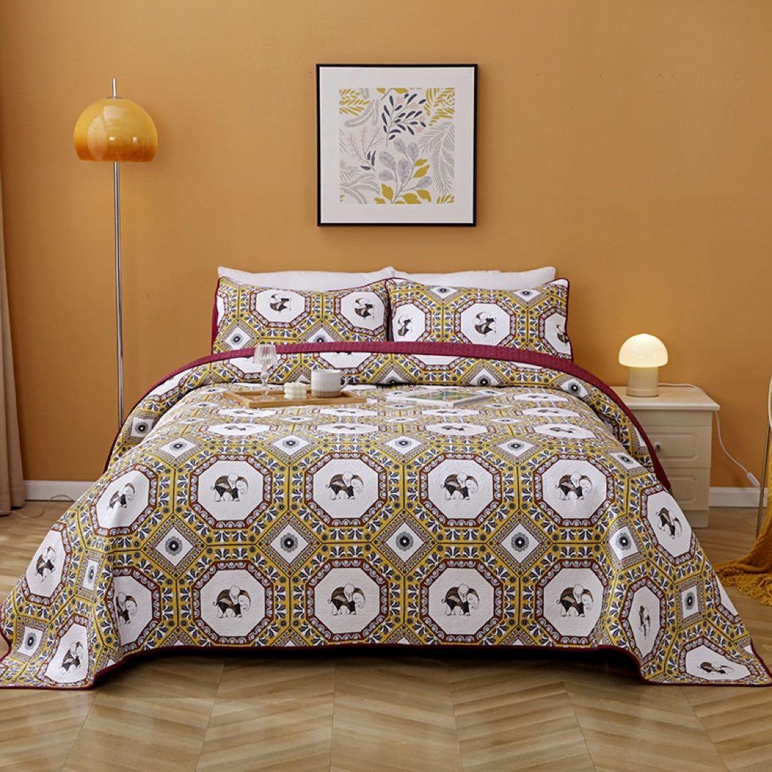 キルトベッドカバー3点セット綿マルチカバー キルティング 283