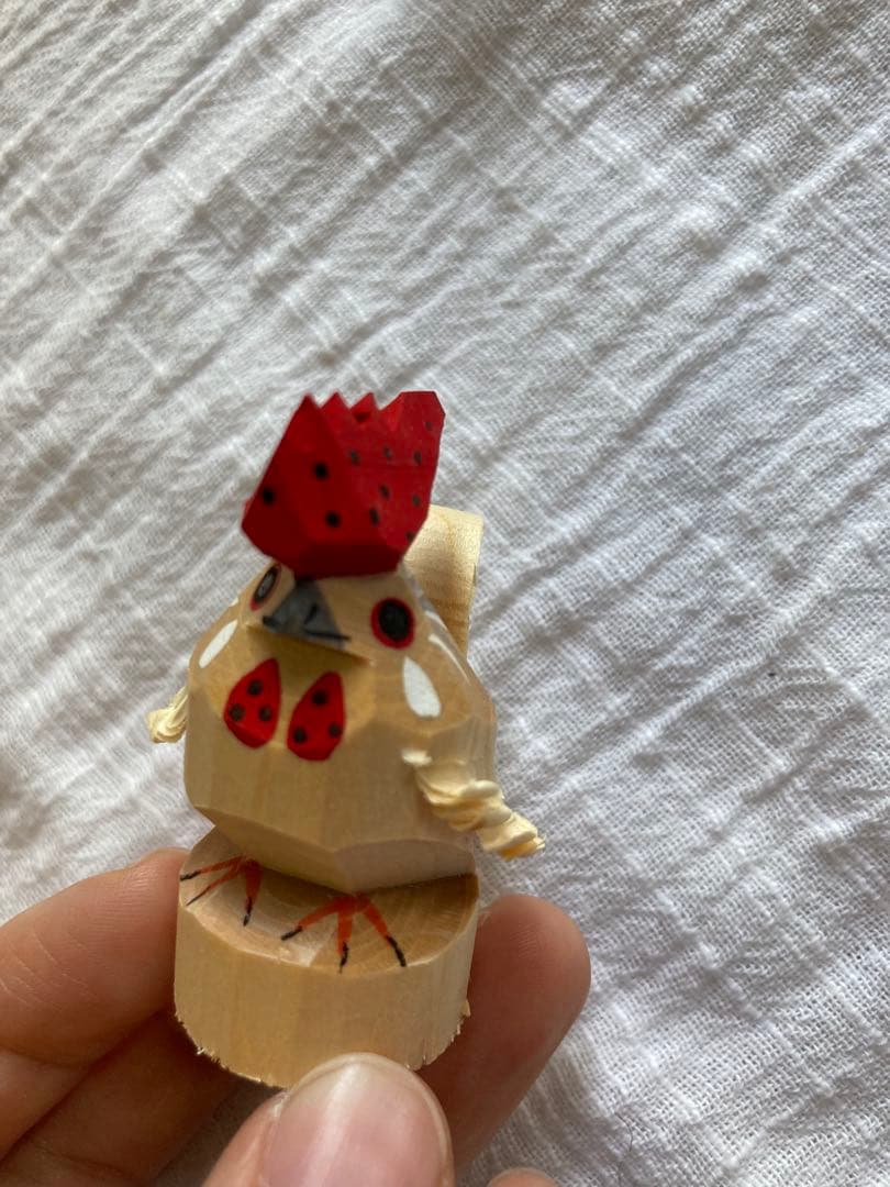 伝統　笹野彫　木製鶏の彫刻（2体セット）