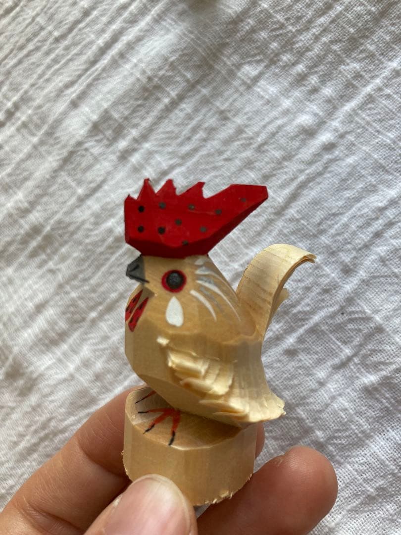 伝統　笹野彫　木製鶏の彫刻（2体セット）