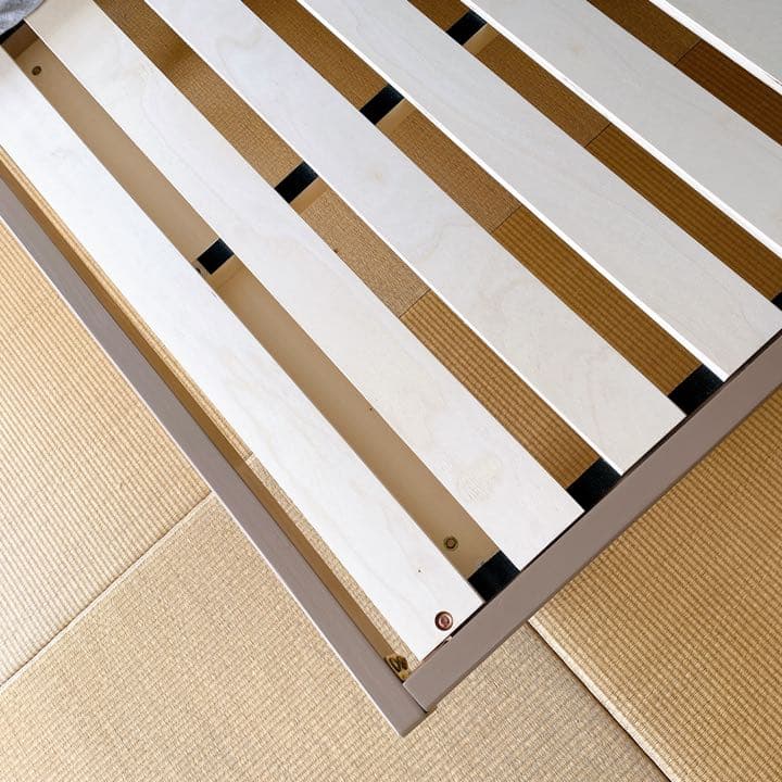 【2台セット】ウッドフレーム　高さを変えられる天然木ベッド