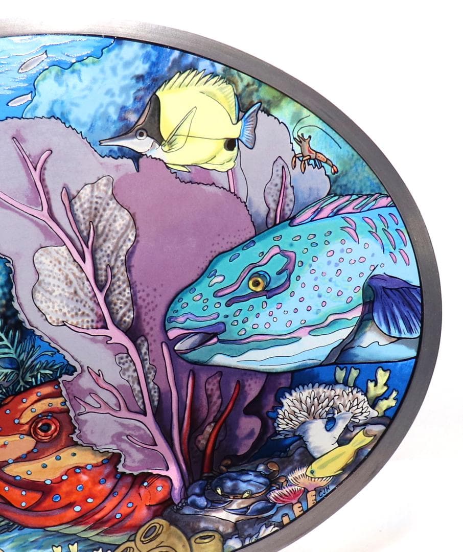 新品 海と熱帯魚 ヴィンテージ ステンドグラス 箱付き フィッシュ オーシャン