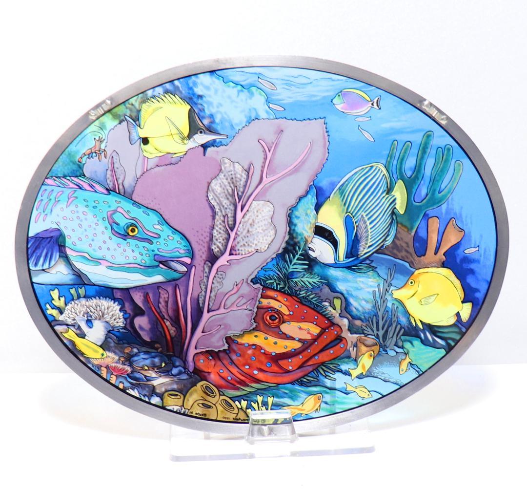 新品 海と熱帯魚 ヴィンテージ ステンドグラス 箱付き フィッシュ オーシャン
