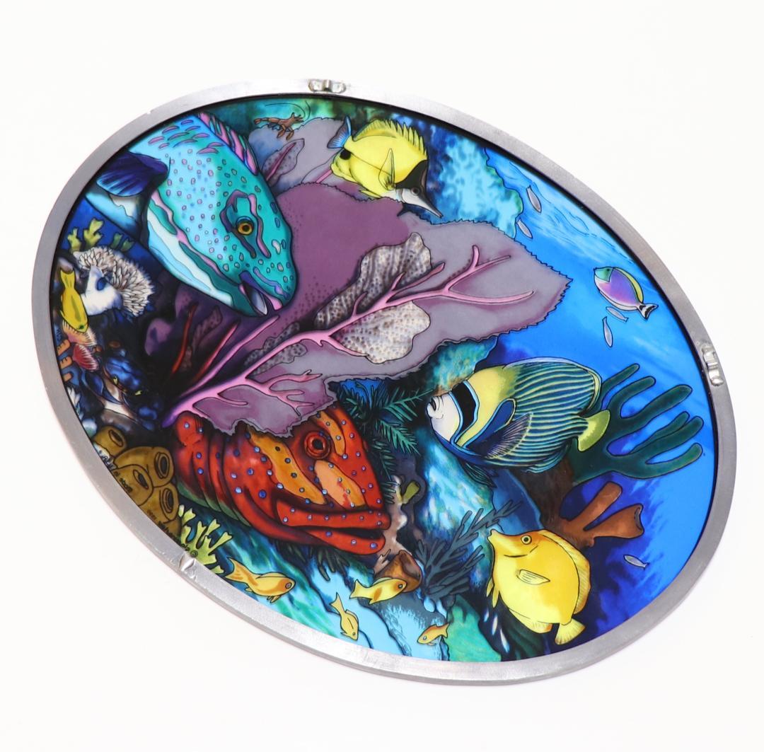 新品 海と熱帯魚 ヴィンテージ ステンドグラス 箱付き フィッシュ オーシャン