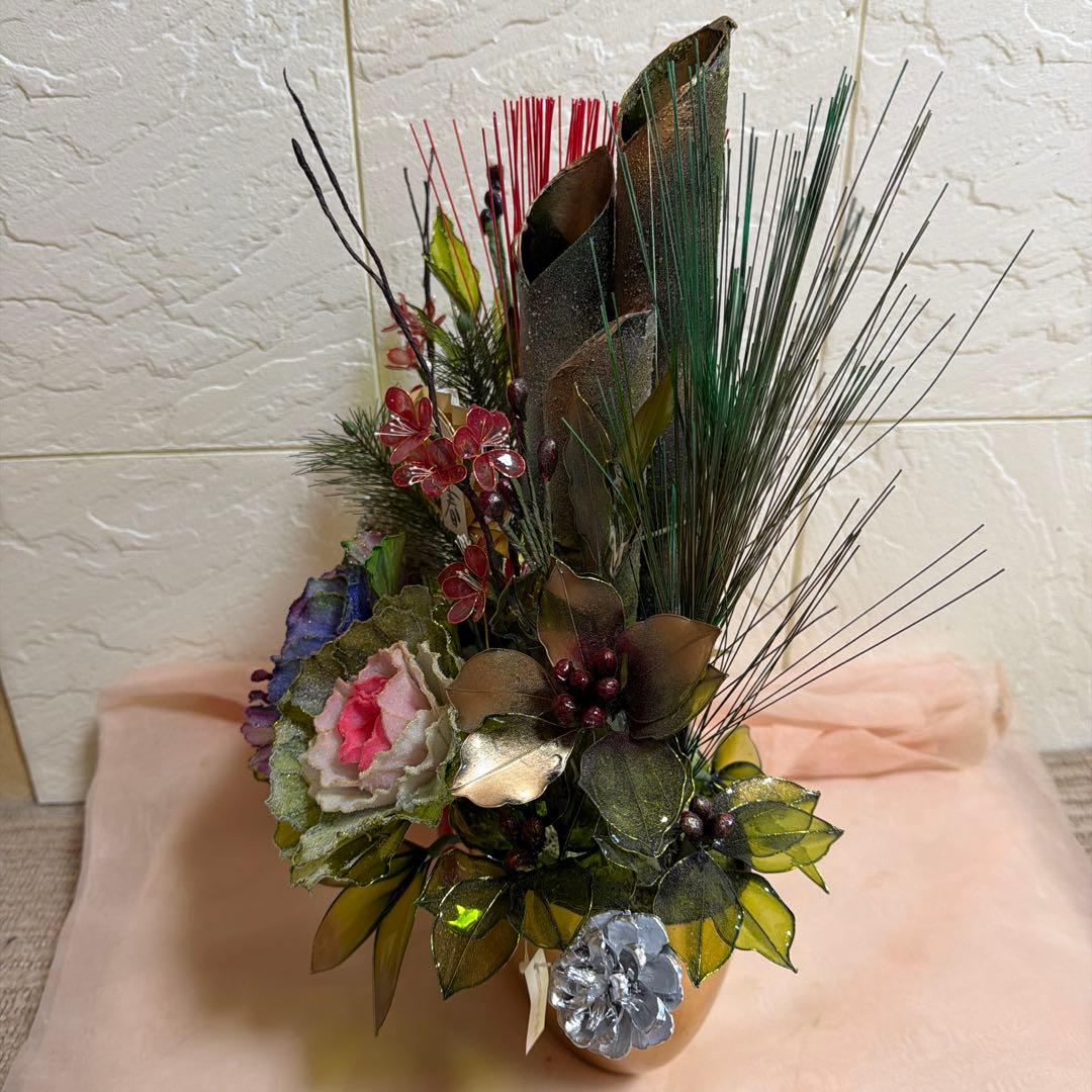 お正月用品松竹梅 (一品物)(花いちもんめ！)花器付き！和風！玄関にも、