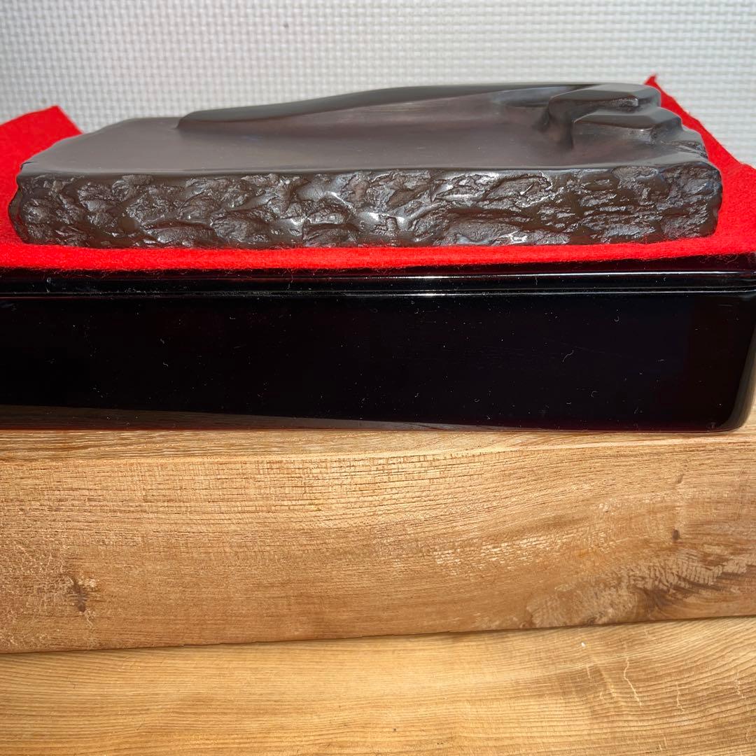 ⭕️赤間硯　名工　堀尾卓司　特殊　蘭花研　姿美しい　女性好み作品