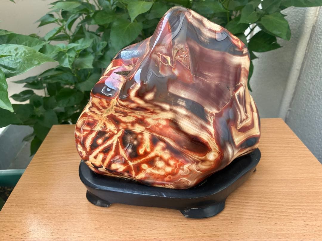 美石 天然石 大型磨き石 専用台座付き