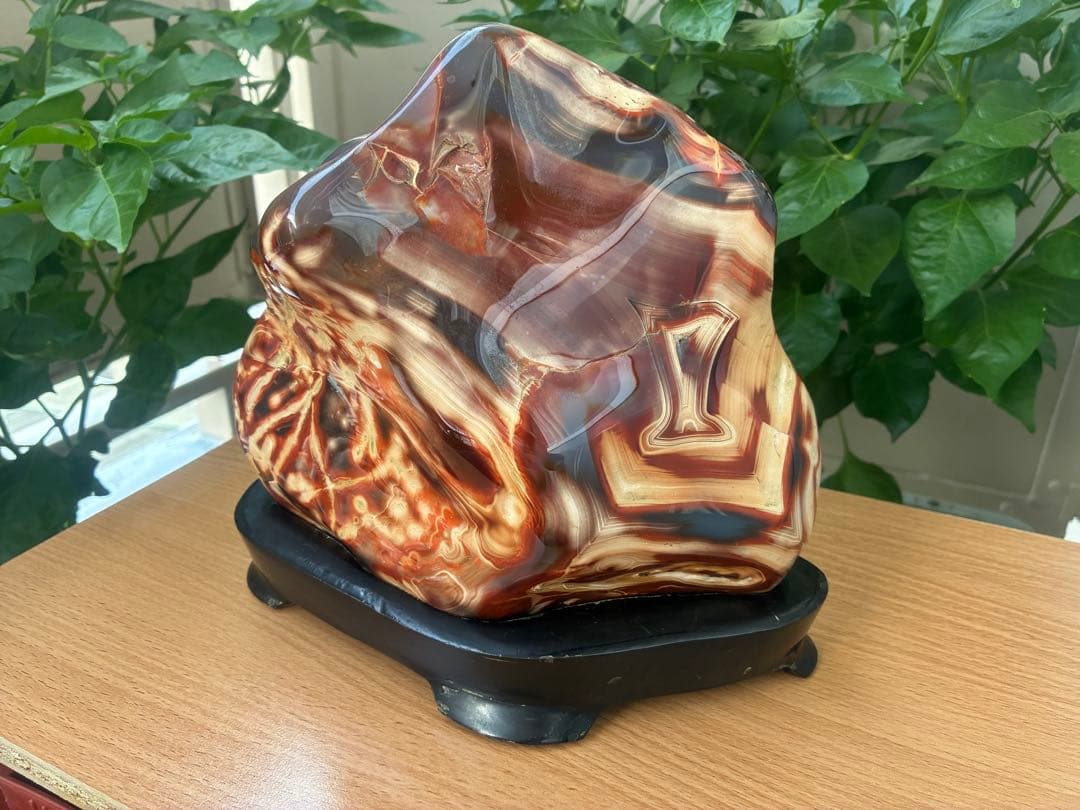 美石 天然石 大型磨き石 専用台座付き