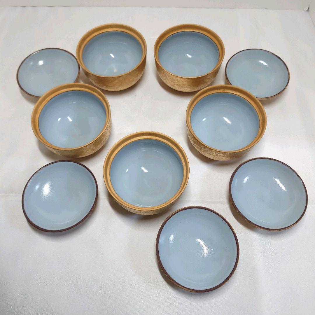 陶悦窯　悦山　金塗り　蓋碗　5客