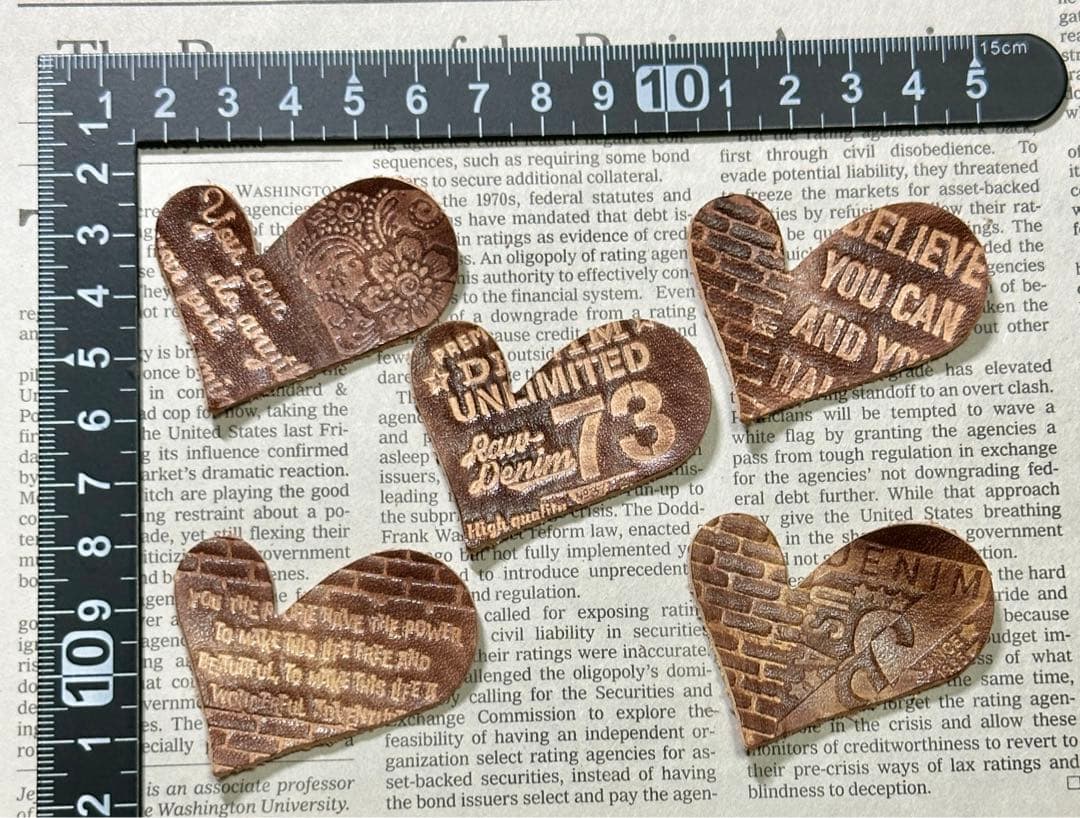 No.476 染色タグ  ハートタグ 刻印タグ 革タグ レザータグ ハンドメイド