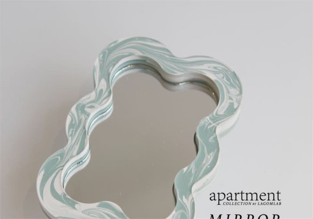 ウェーブミラー 鏡 ミラー マーブル 韓国 韓国インテリア 北欧インテリア