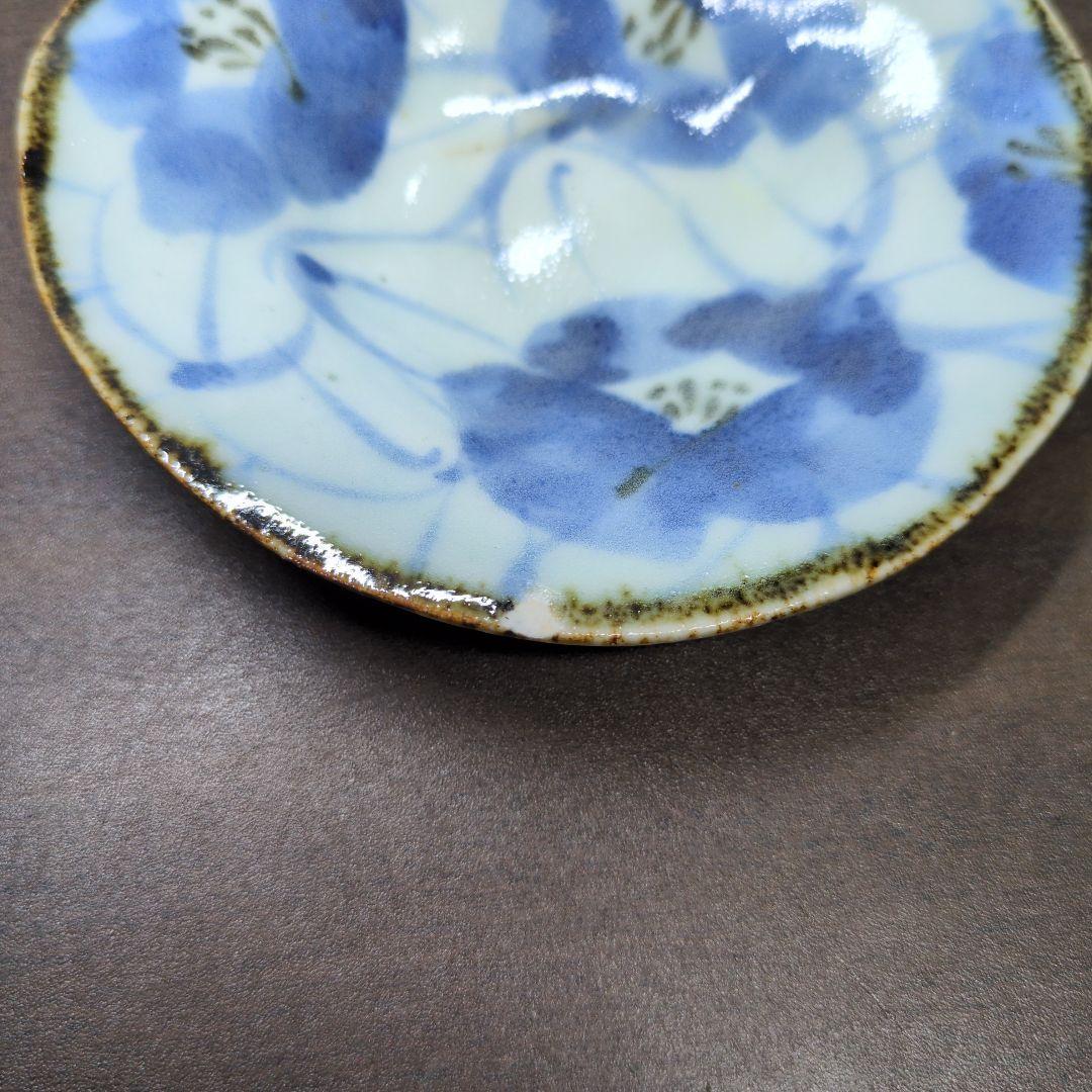 斉山窯 太田恵 作 染付 花文 小皿 五客