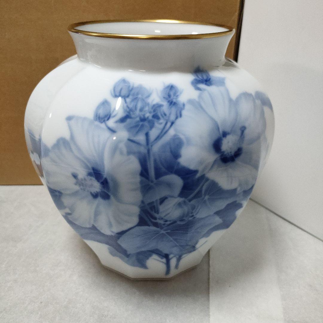 大倉陶園　花器　花瓶　花柄　金縁