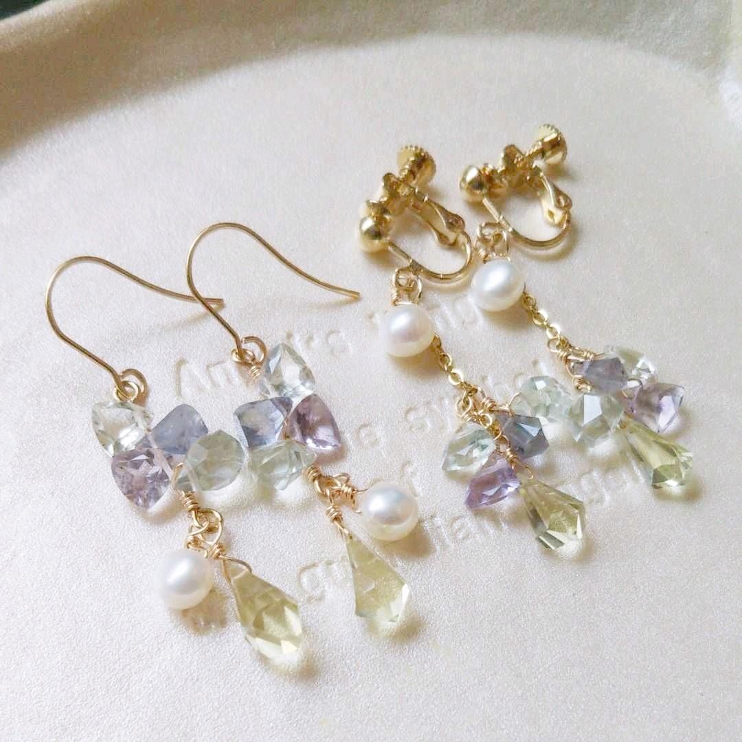 高品質 アイシーカラー 天然石 イヤリングver.