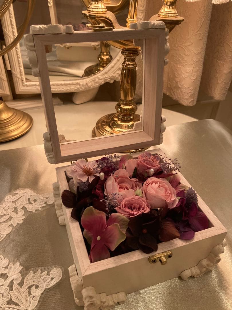 プリザーブドflower＆アーティフィシャルflowerアンティークリングピロ