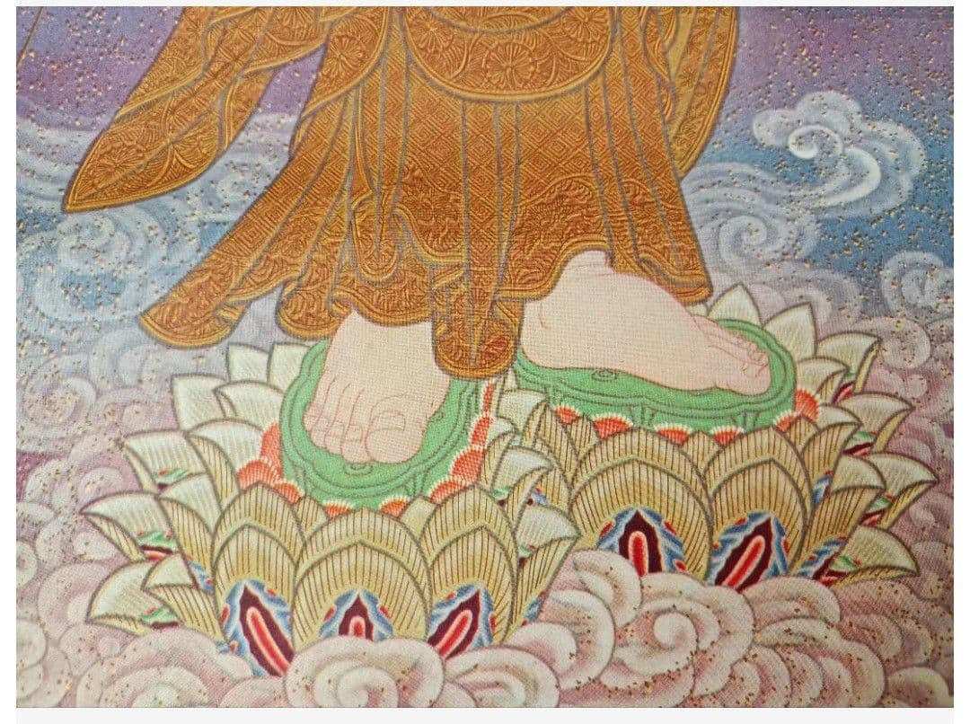 レア 開運 厄除け◎ 蓮の花に立つ弥陀如来像 掛け軸 和室 仏教 禅 極楽浄土