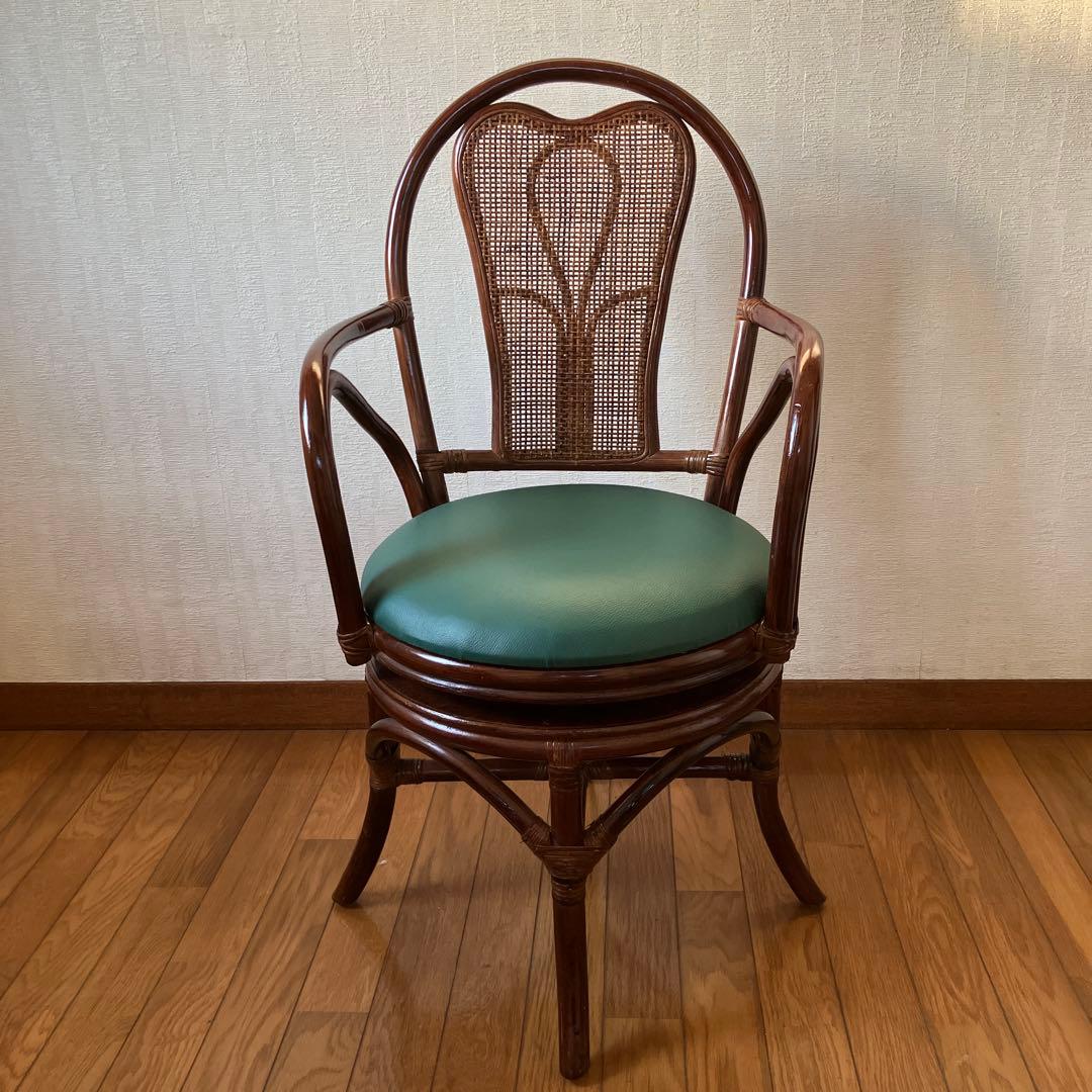 ラタン 回転椅子 2脚