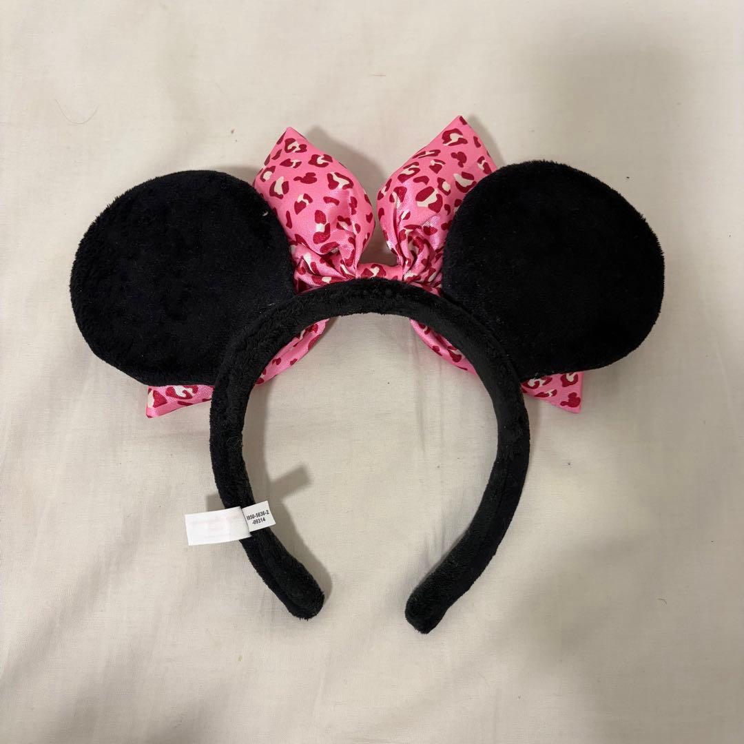 ディズニー ミニーカチューシャ ヒョウ柄 ピンク