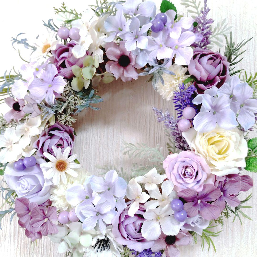 向日葵とローズのフラワリース❋玄関リース❋ナチュラルリース