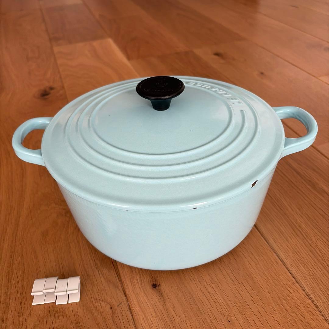 【ル・クルーゼ】ココット・ロンド 22cm コースタルブルー　匿名配送