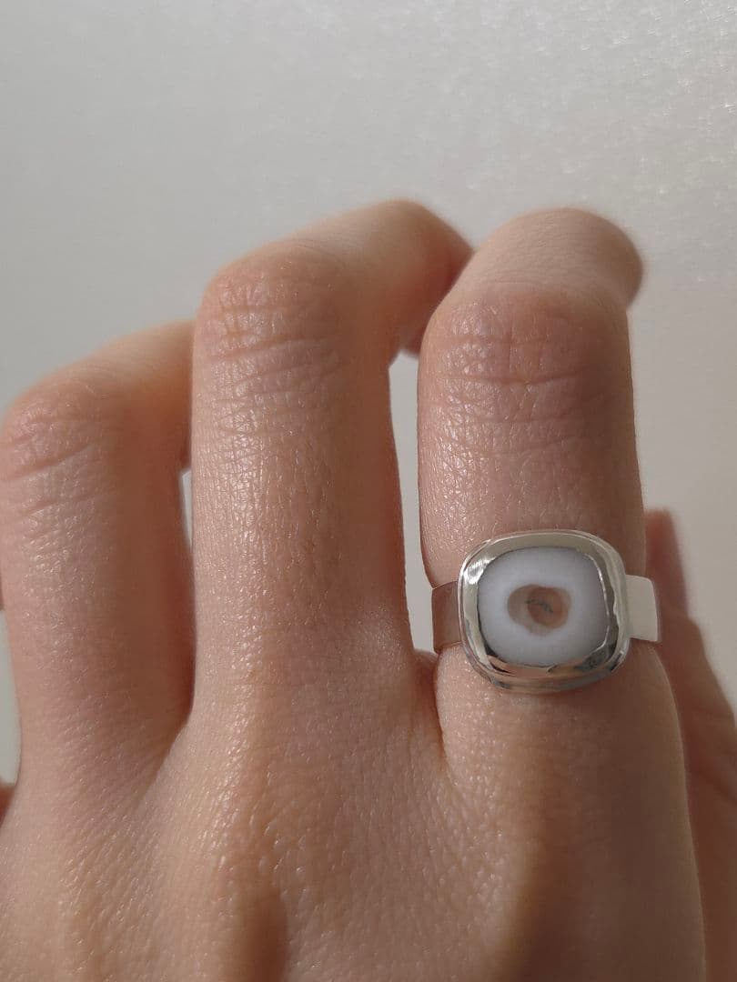 ハンドメイド　ソーラークォーツ　シルバーリング　10号