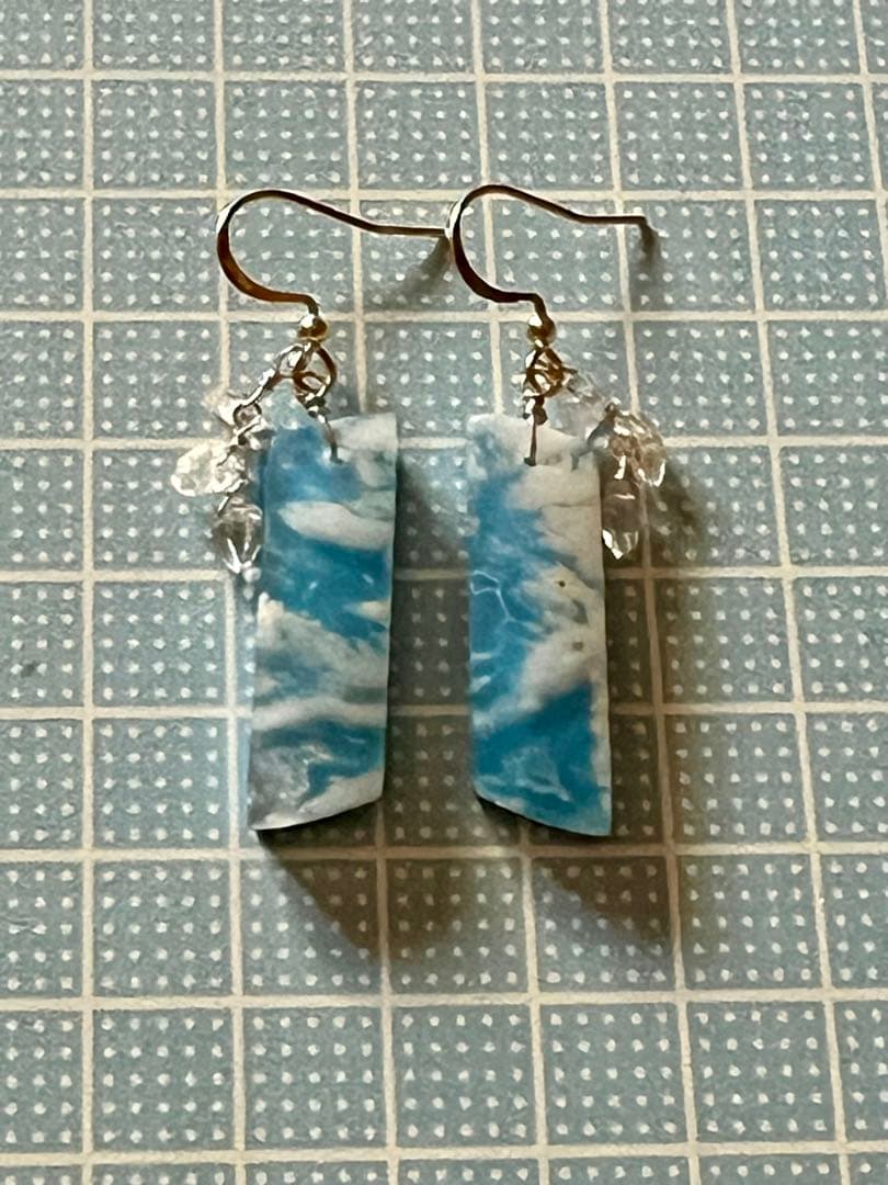 ともすけ❤️ プルームアゲート　ダブレット　ハーキマー14kgfピアス