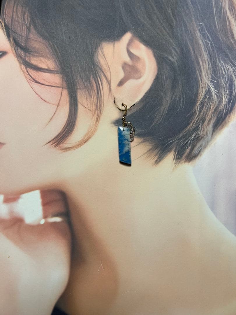 ともすけ❤️ プルームアゲート　ダブレット　ハーキマー14kgfピアス