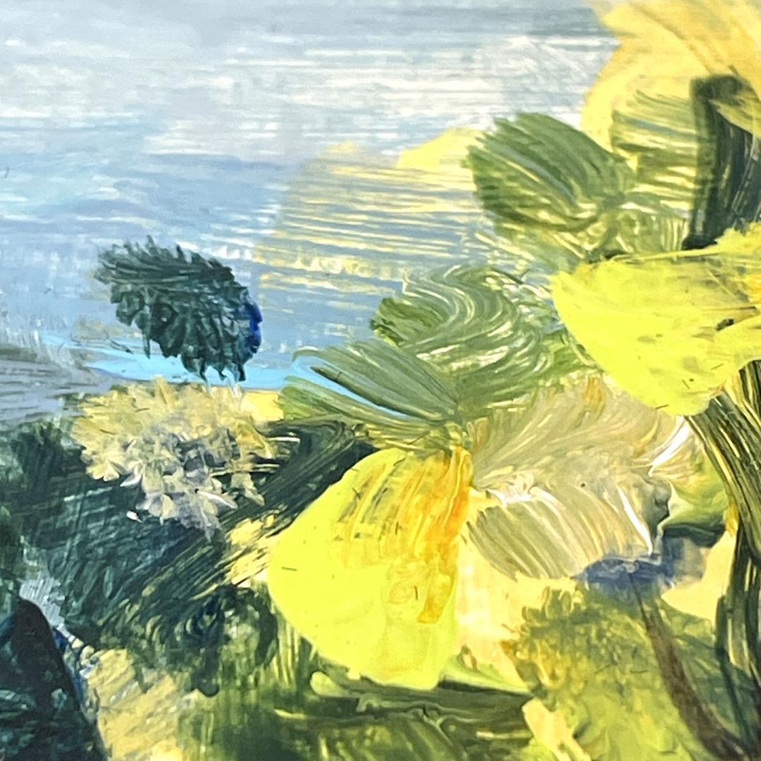 真作保証 鹿毛正三『夏の洞爺湖』油絵 油彩画 1989年 直筆サイン入り 額装