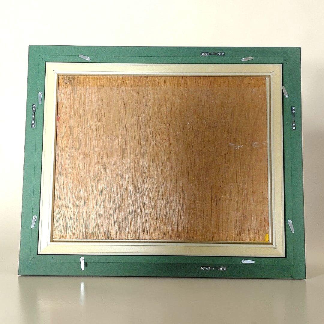 百瀬善明作 立体画 盛り絵 赤富士額装 54.5cm×45.2cm