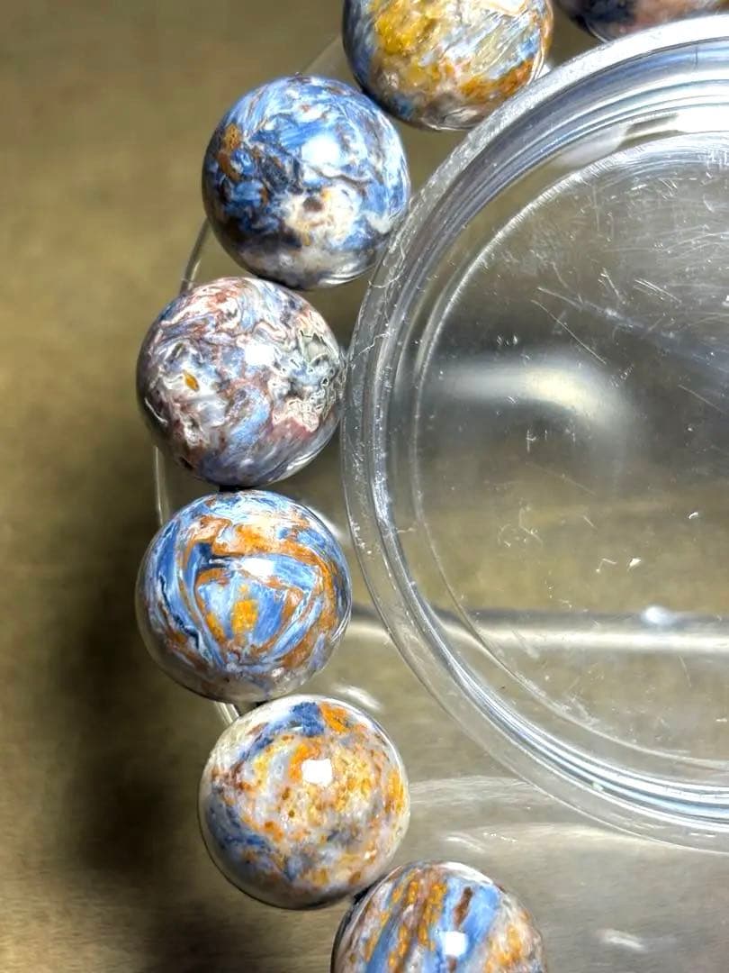 【希少】天然石 ピンクピーターサイト ブレスレット 12.8mm-13.3mm