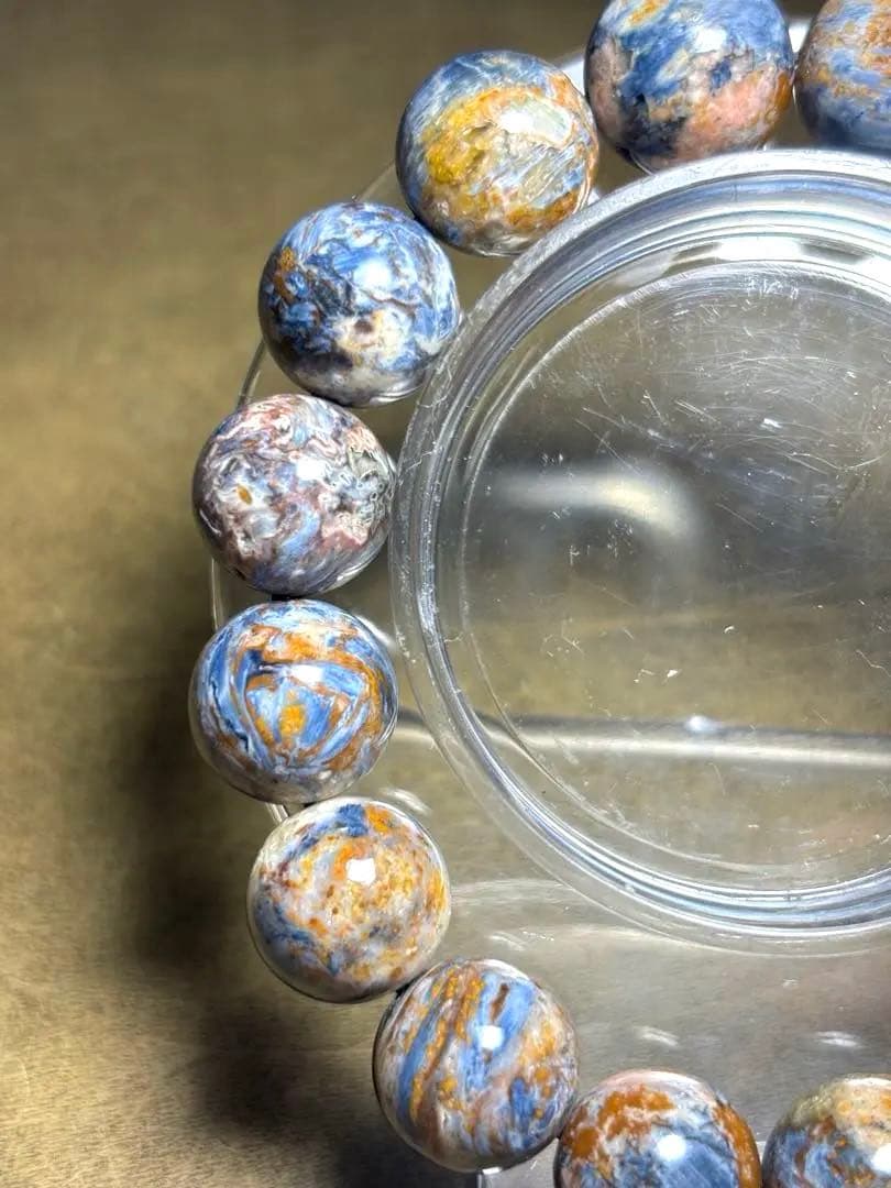 【希少】天然石 ピンクピーターサイト ブレスレット 12.8mm-13.3mm