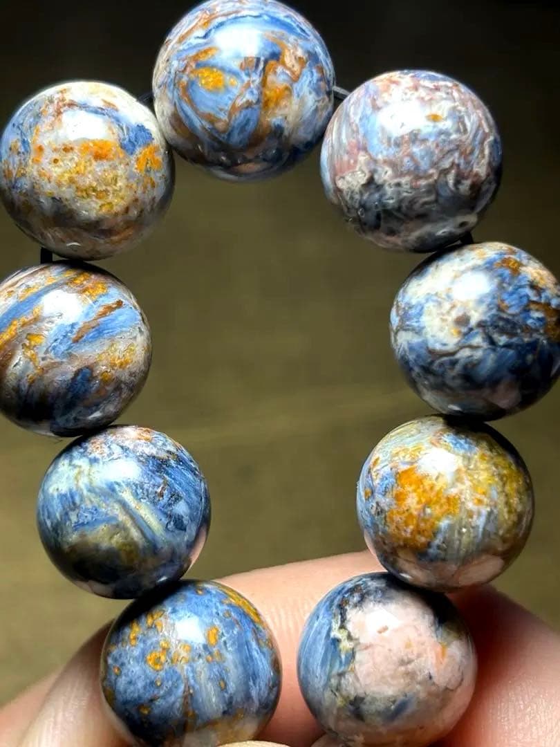 【希少】天然石 ピンクピーターサイト ブレスレット 12.8mm-13.3mm