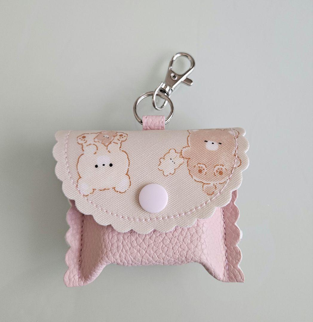★わたし★GPSケース ベージュくまちゃん / 合皮ピンク