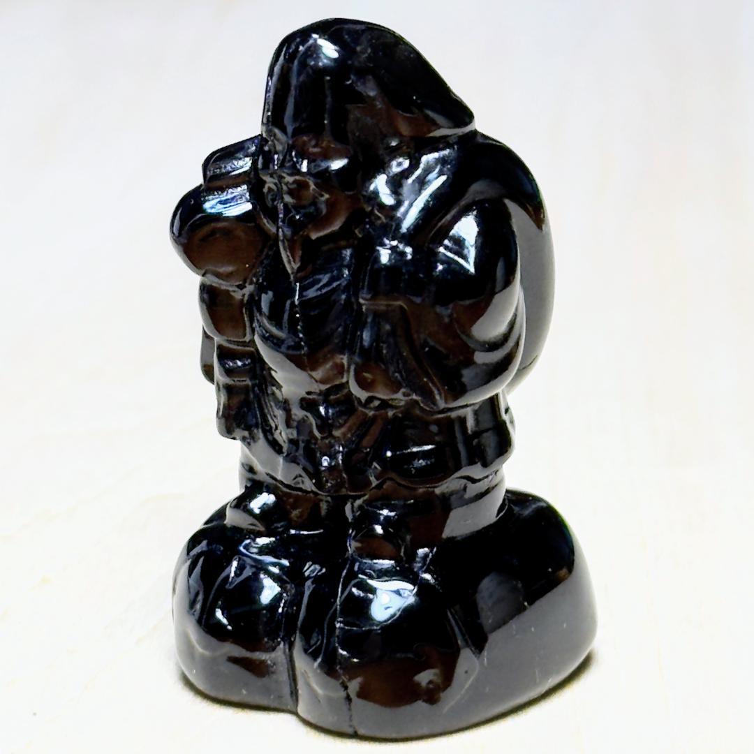 大黒様　ポーチ付　天然黒水晶（モリオン）：チベット産　加工：日本