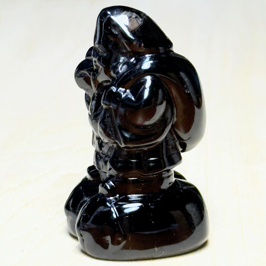 大黒様　ポーチ付　天然黒水晶（モリオン）：チベット産　加工：日本
