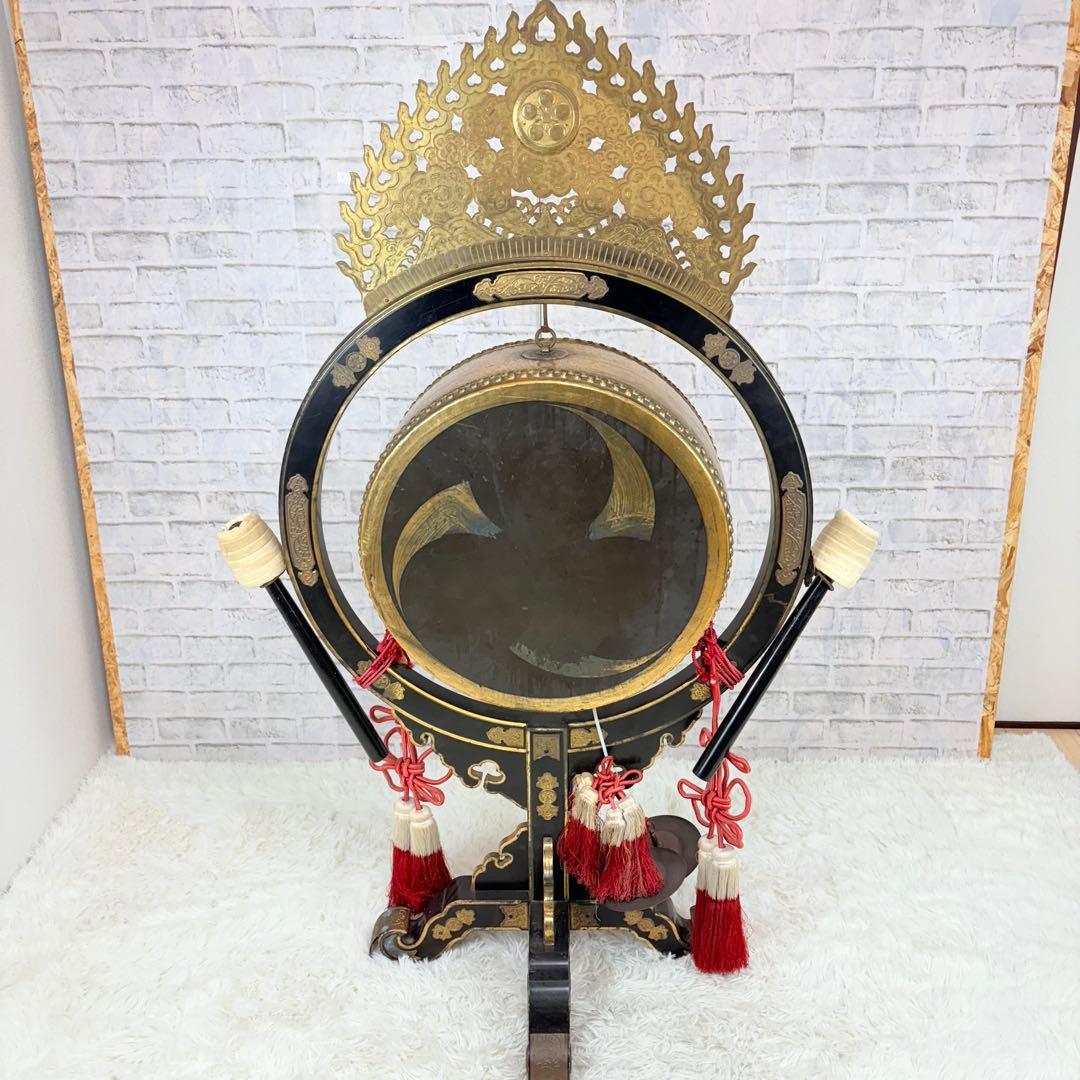 火焔太鼓 仏教美術 大型 時代物 寺院 仏具 仏教法具 桴付き 日本伝統 希少