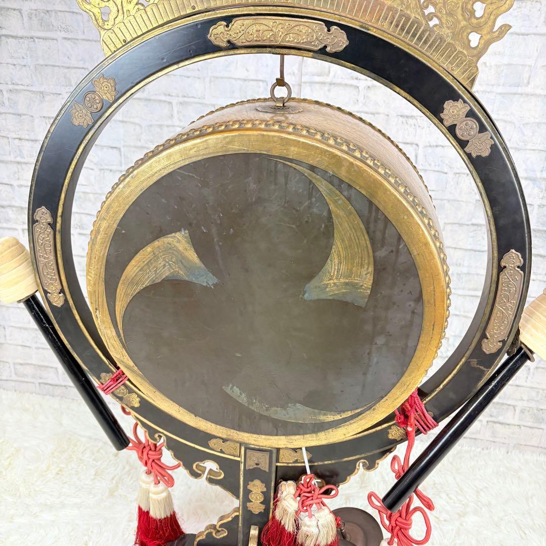 火焔太鼓 仏教美術 大型 時代物 寺院 仏具 仏教法具 桴付き 日本伝統 希少