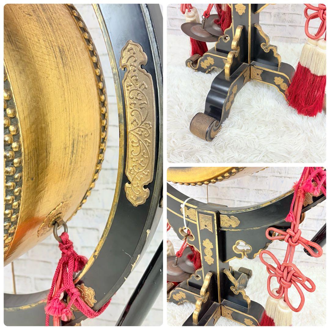火焔太鼓 仏教美術 大型 時代物 寺院 仏具 仏教法具 桴付き 日本伝統 希少