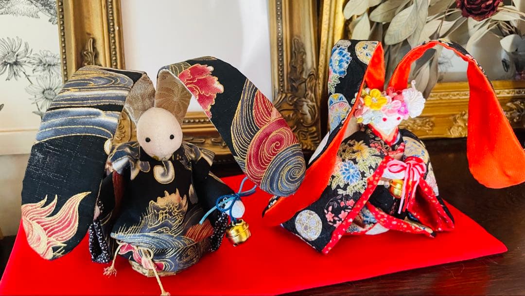 Love-pon おばあちゃんのハンドメイド　 ペア着物うさぎ人形