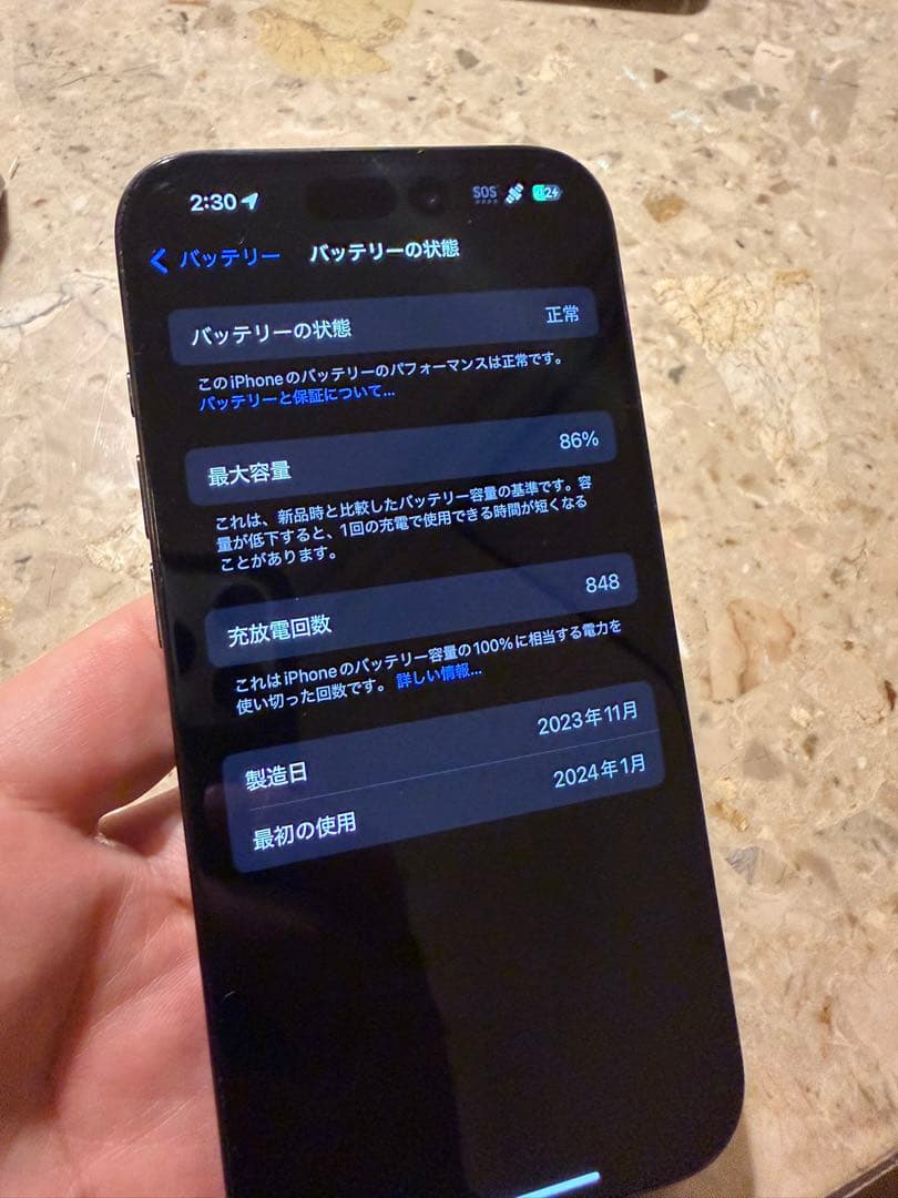 iPhone 15 Pro 256GB Black SIMフリー 86%