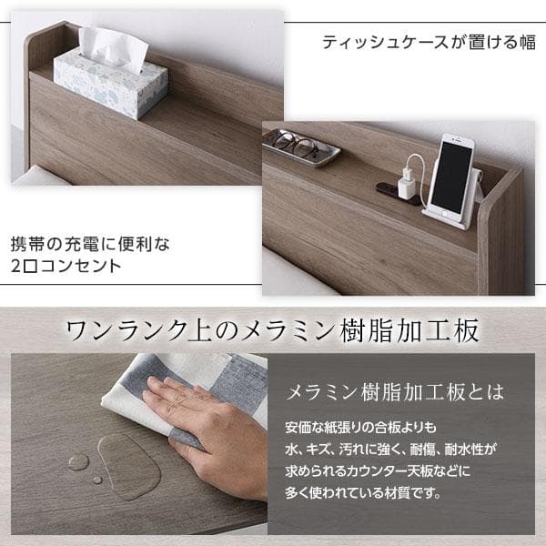 ベッド ダブル ボンネルコイルマットレス付き グレージュ ds-2423331