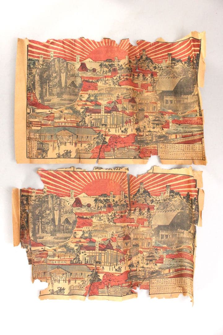 No5852 時代　古地図など 6枚　大正期　鳥瞰図　金毘羅　伊勢神宮　送料無料