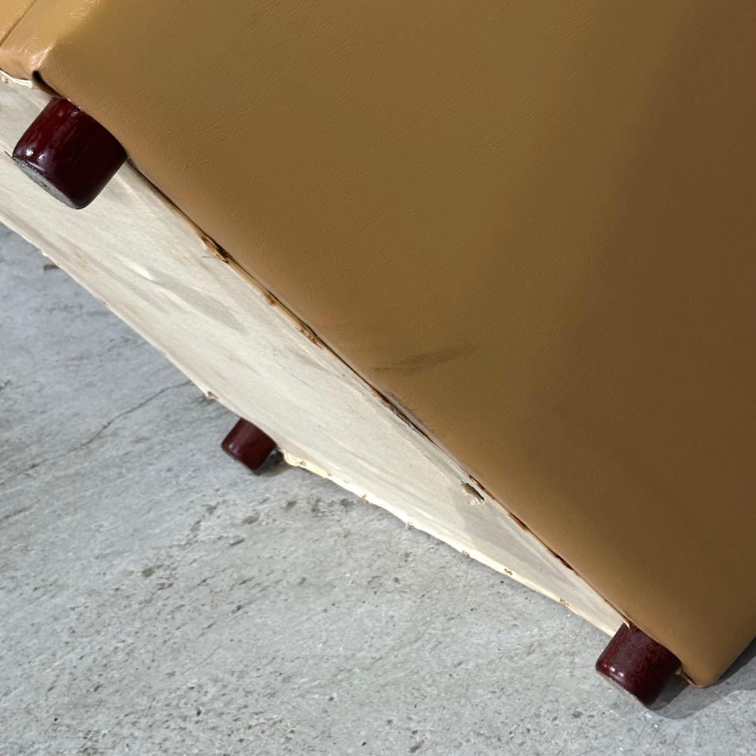 ✦昭和レトロ✦ミッドセンチュリー 1人掛けソファー木製フレーム ベージュ合成皮革