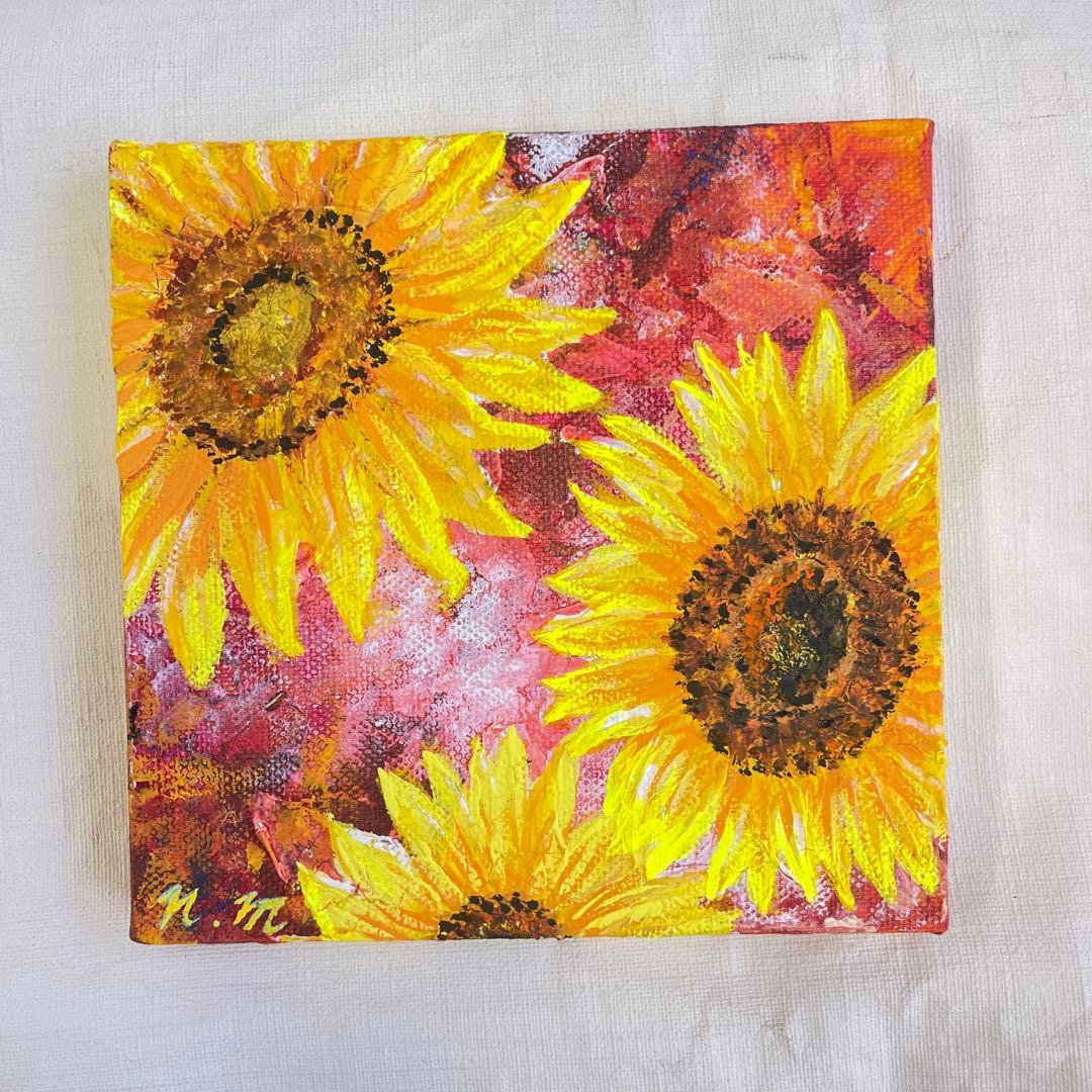 【原画 15×15cm】Passionate Bloom：大人の情熱ひまわり